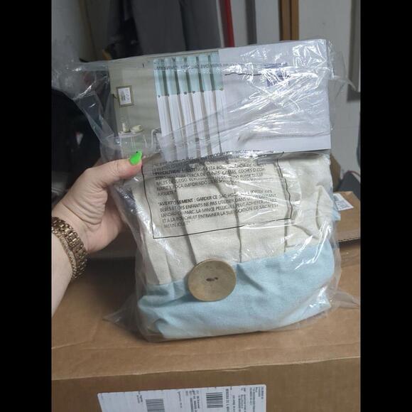 Lush Decor Linen Button Shower Curtain, 72" x 72", Blue & Off-White - Picture 2 of 4